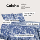 Colcha Cobre Leito Lagoon 400 Fios Toque Macio 3 Peças com Porta Travesseiro