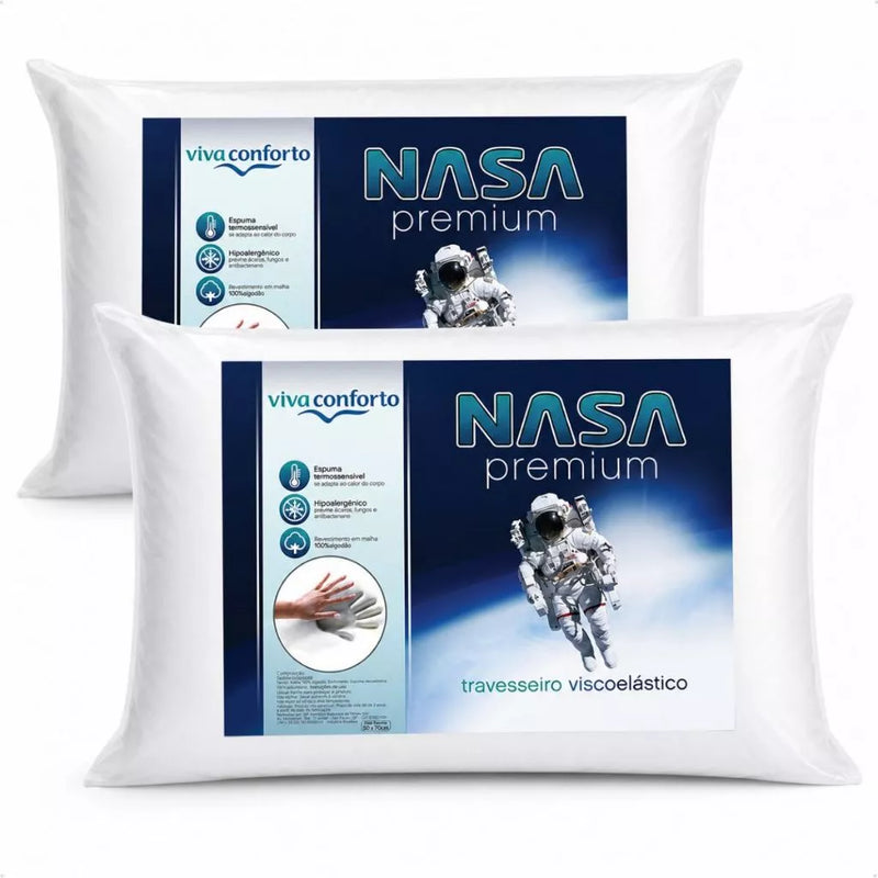 Kit 2 Travesseiros Nasa Premium Viva Conforto D40 Original Hipoalergênico Antiácaro