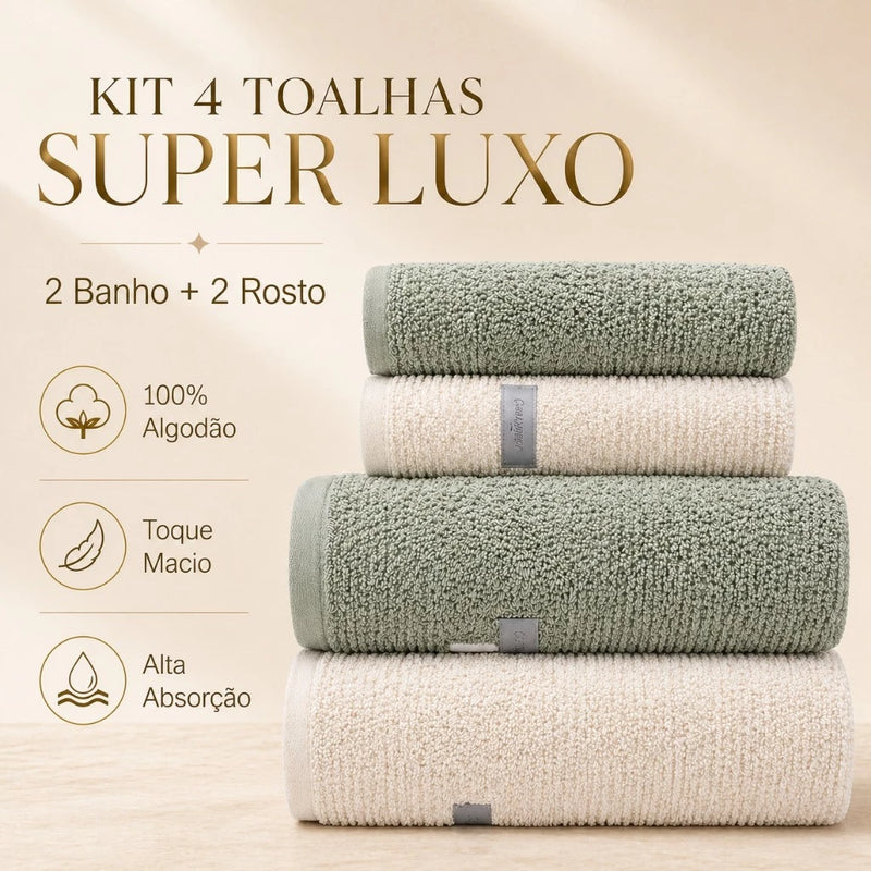Toalhas de Banho Banhão Gigante Kit Jogo de 2 Toalhas de Banho + 2 Toalhas de Rosto 100% Algodão