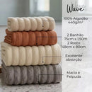 Jogo de Toalha Banhão 4 Peças Gigante 100% Algodão Excelente Absorção Habitat Wave - Donatella Casa