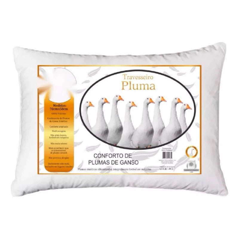 Travesseiro Antialérgico de Plumas Sintéticas de Ganso 50x70 - Promoção Macio